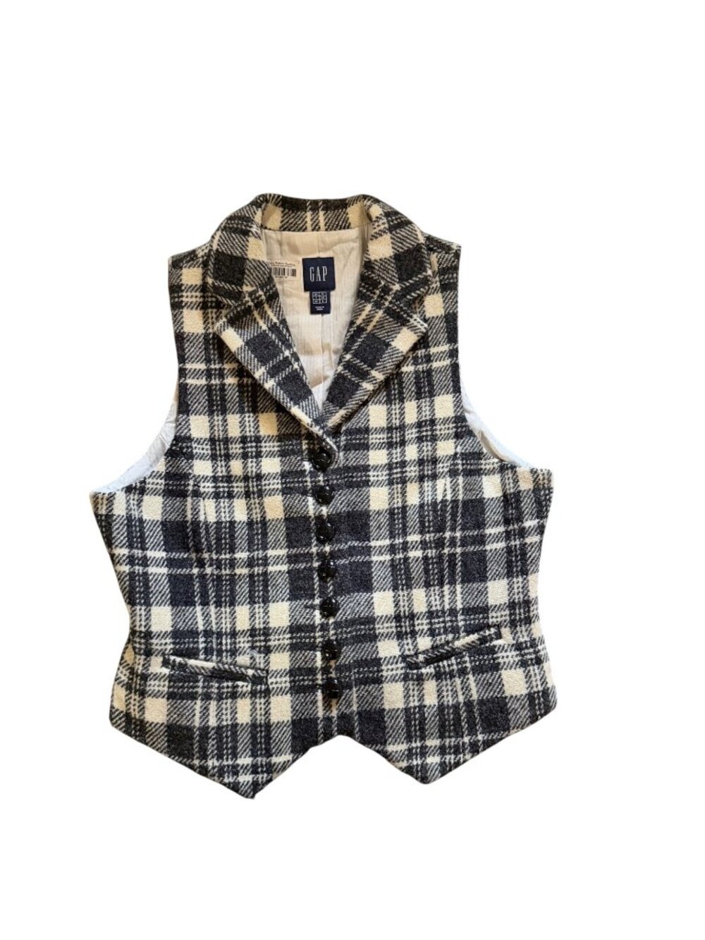 Sony Studios Costume Dept Vintage Gap Womens Plaid Wool Blend Button-Up Vest UK